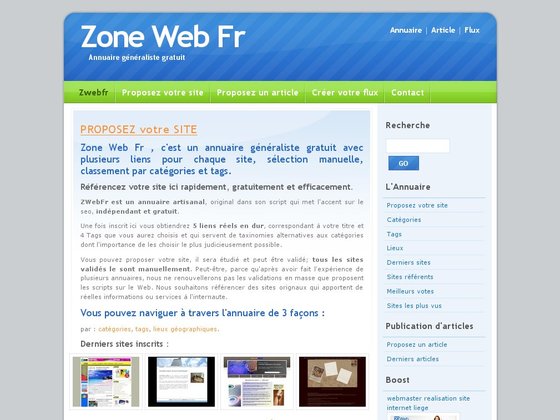 Annuaire gratuit et autres services pour webmasters, Zwebfr