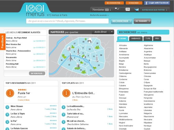 Cartes et menus des restaurants à Paris