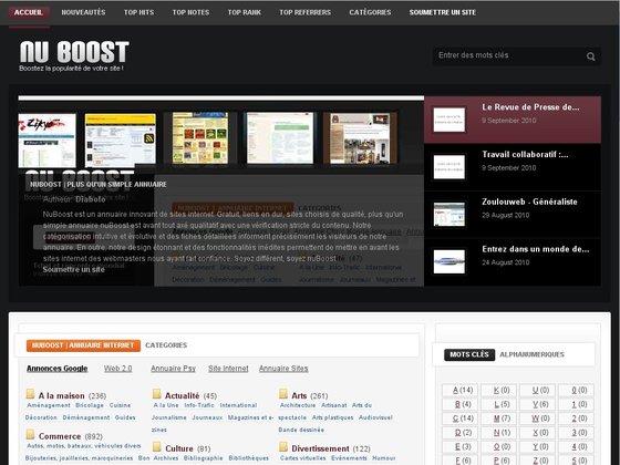 Annuaire de sites internet NuBoost